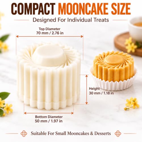 Sunflower Patterned Round Hand Press Mooncake Mold,Double Ended Pastry Mold - image 2
