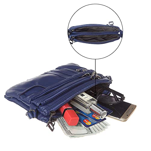 Minicat Treble Pockets Small Crossbody Purse Soft Synthetic Leather Cell Phone Purse Wallet For Women(Blue) #TOP3