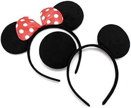 Amazon.co.jp: ミッキー＆ミニー 耳付きカチューシャ 2点セット ペア