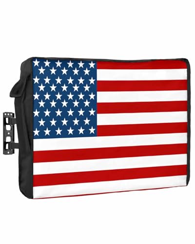 American Flag Outdoor TV Cover 30 to 32 Inches Weatherproof & Waterproof, Red Striped Blue Star Outdoor TV Enclosure with Remote Control Pocket, The USA Flag TV Screen Protectors for Outside TV