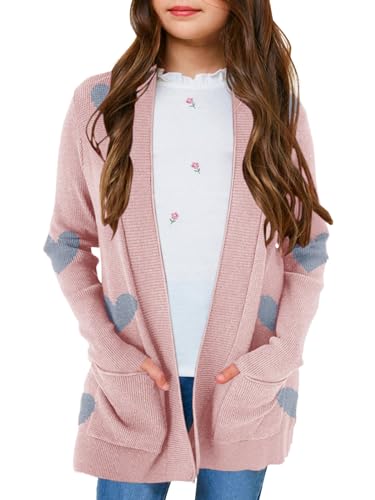 Image of Girls Cardigan Kids Open Front Oversized Sweater with Pockets