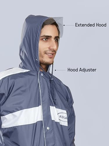 Image of KOLAR Men's Waterproof Rain Suit with Jacket and Pant With Reflective Surface, Extended Hood, Ouside and Inside Pocket
