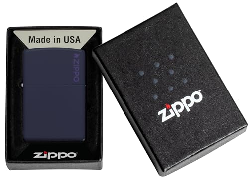 Zippo Logo Pocket Lighter, Navy Matte