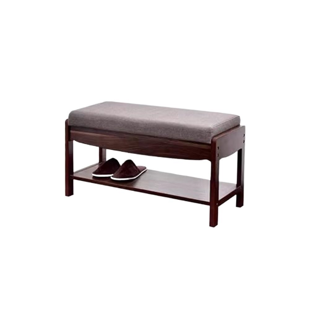 Étagère à chaussures premium en bois noble et son tabouret d'accueil d'une grande élégance