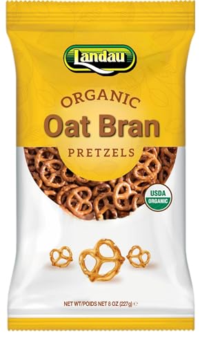 Just Grown Organic Oat Bran Pretzels, Salted, 8 oz Crunchy USDA Organic Snack with Oat Bran & Wheat, Kosher Certified, Low Fat, 100 Calories per Serving