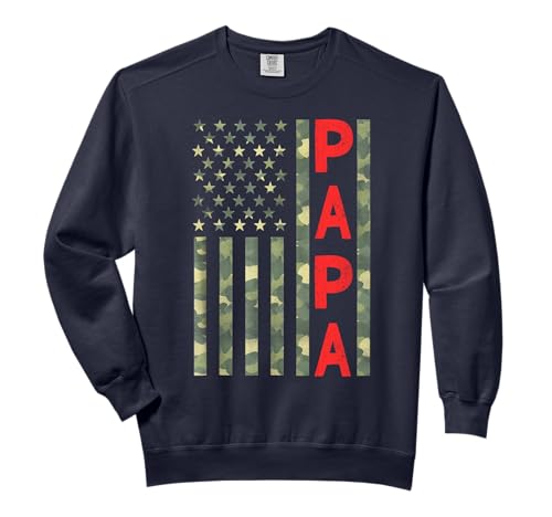 Proud Papa US American Flag Camo Funny Father's Day Dad 2026 Comfort Colors Adult Sweatshirt