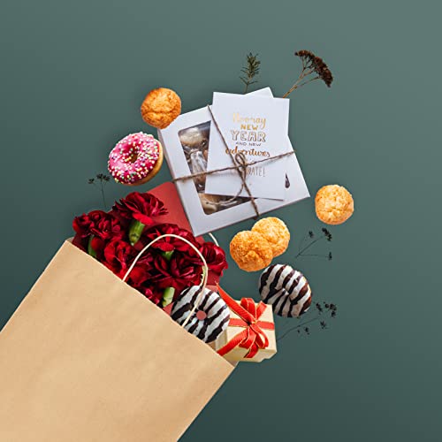Paper Gift Bags 5.25X3.75X8" 50Pcs, Metronic Christmas Gift Wrap Bags With Handles, Brown Kraft Paper Bags For Small Business, Heavy Duty Bulk Paper Bags For Birthday Party Favors, Shopping, Retail, Merchandise #TOP2