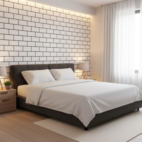 Image of Hotegxa White Brick Peel & Stick Wallpaper Roll 45.5x305 cm | Self Adhesive Faux Subway Tile Contact Paper | Waterproof Removable Wall Sticker for Bedroom, Living Room, Kitchen, Cabinets & Furniture