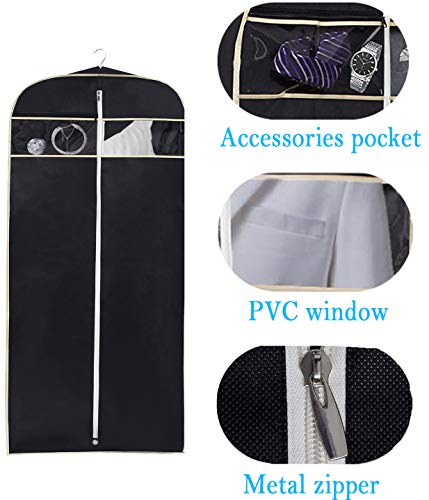 MISSLO 43" Gusseted Travel Garment Bag with Accessories Zipper Pocket Breathable Suit Garment Cover for Shirts Dresses Coats, Black - Image 5
