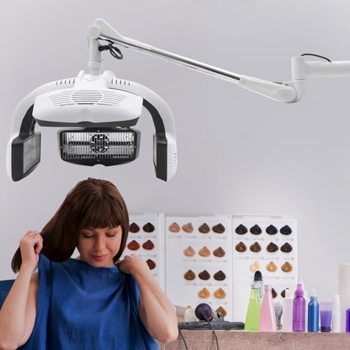 1500W Fast-Drying Hair Processor, Wall-Mounted Hair Dryer Heat Styler Multi-Angle Djustable Professional Hair Steamer with 5 Heating Discs & LCD Display for Beauty Salons Barber Shops Hair Care