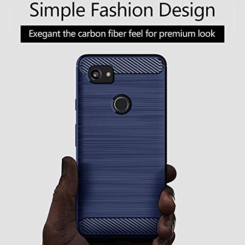 Image of NPRC Hybrid Ultra Slim Protective Case TPU Non-Slip Carbon Fiber Texture Shockproof Case Cover for Google Pixel 3A XL - Blue