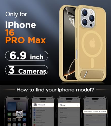 Image of Magnetic Compatible with iPhone 16 Pro Max Case, [Built-in Invisible Kickstand][Compatible with MagSafe][Military Grade Shockproof] Slim Translucent Matte Phone Case for iPhone 16 Pro Max 6.9 inch