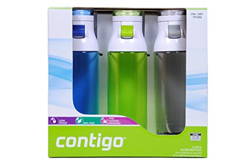 Contigo 24oz Jackson Water Bottles, 3 Pack (Monaco, Citron, Smoke)