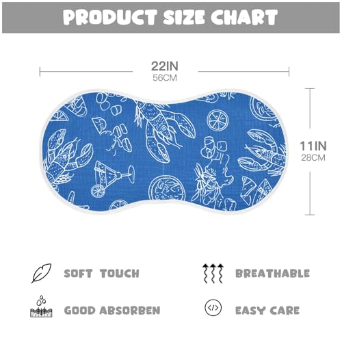 4 Pack Baby Burp Cloths, Soft Absorbent Burping Cloths for Babies, Cotton Milk Spit Up Rags, Large Size for Newborns, Baby Boys and Girls (Ocean Bounty Pattern)4