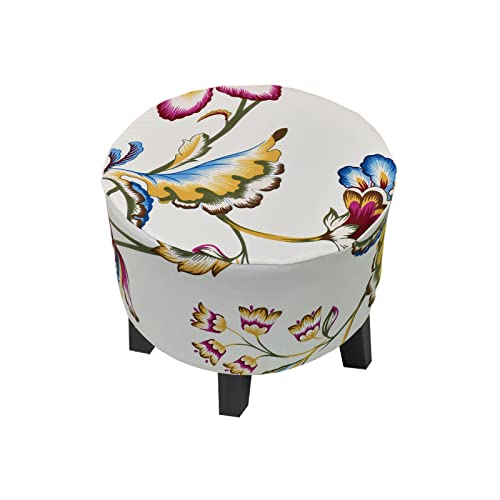 Crfatop Printed Round Ottoman Covers Slipcover Stretch Footstool Protector Covers Soft Footrest Ottoman Seating Ottoman Throw Cover With Elastic Bottom For Living Room Indoor Outdoor,M,11 #TOP18