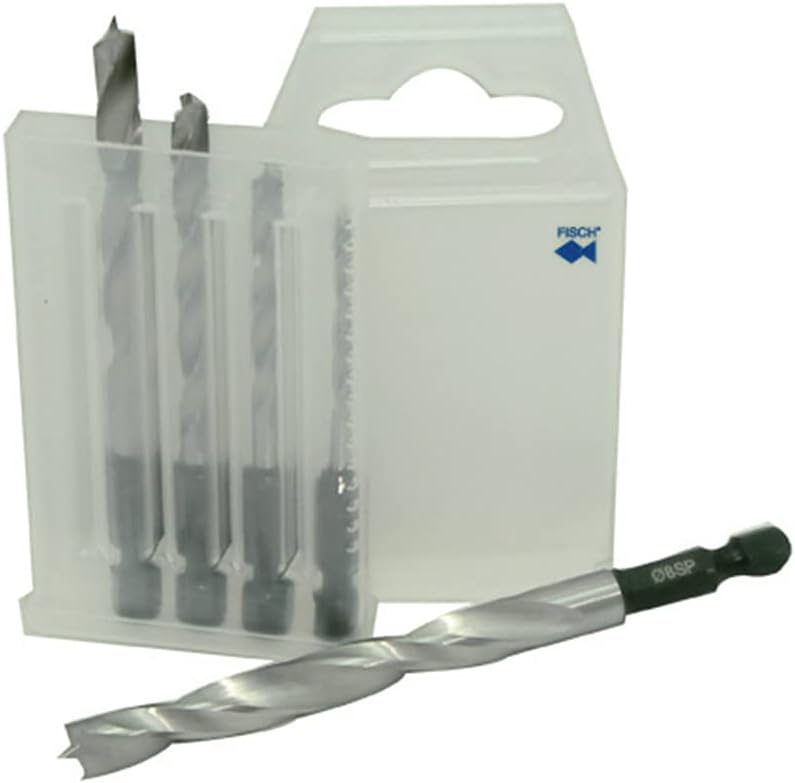 Fisch 013BE0005K Premium Wood Twist Drill, Silver/Black, Hex Shank 3-8 mm, Set of 5 Pieces