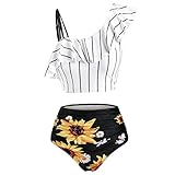 Caixunkun Badeanzug Damen 44 Lascana Bikini Wettkampf Schwimmanzug Damen Badeanzug In Tankini Optik Baumwolle Polyester (Schwarz d,M)