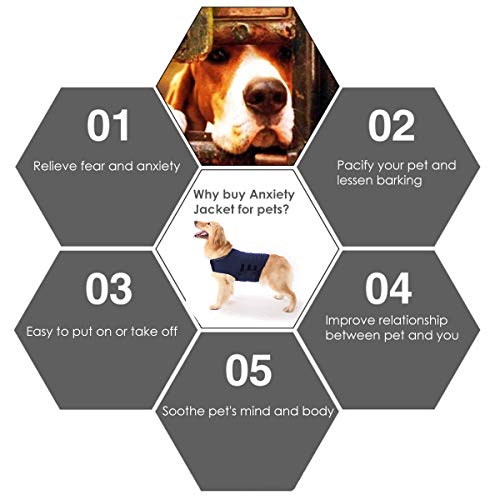 Sonhomay Dog Anxiety Jacket Relief Coat Adjustable Thunder Dog Wrap Vest Calming Jacket for Small Large Pet Dogs Anxiety Stress Relief Fireworks Vet Visits and Separation Noise Block - Image 3