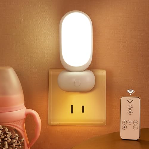 【ナイトライト LED ベッドサイドランプ】授乳ライト 常夜灯 足元灯 ルームライト 3色調光 8段階明るさ調整 タイマー&メモリ機能 リモコン付き 暖色・白色対応 コンセント式 室内間接照明 出産祝い・誕生日プレゼントに最適 (昼白色)