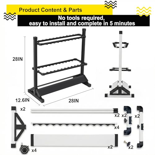 24-Rod-Aluminum-Fishing-RodPole-Holder-Rustproof-Fishing-Rod-Rack-with-360-Lockable-Wheels-Multi-Functional-Storage-Organizer-for-Garage-Home-Fits-Most-Rods-Golf-Clubs-Black