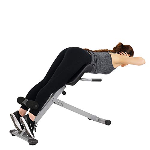 Sunny Health & Fitness 45-Degree Hyperextension Roman Chair with Adjustable Height and Back, Glute, Hamstring, and Ab Workouts Foldable Sit Up Gym Bench for Home, Gray - SF-BH6629 by Sunny Health & Fitness - Image 5