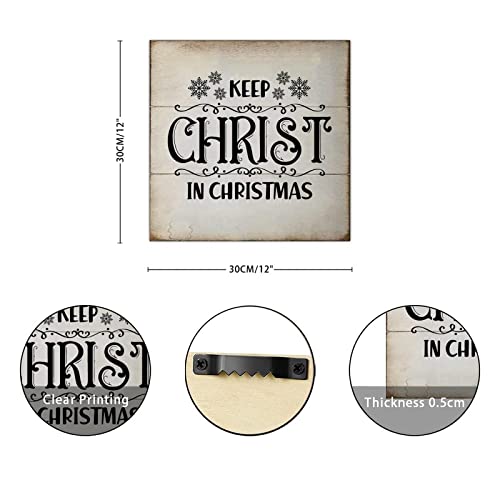Plaque Keep Christ in Christmas bois rétro 30,5 cm - 2