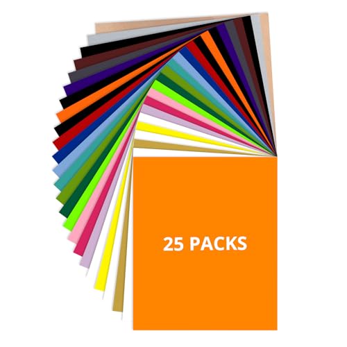 JANDJPACKAGING Heat Transfer Vinyl - 25Pcs HTV Vinyl with Vibrant...