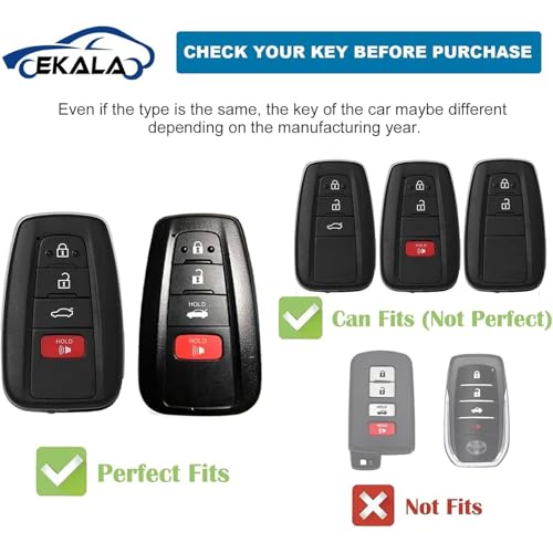 for Toyota Key Fob Cover 4 Buttons Leather Key Case Holder Keychain — view 2