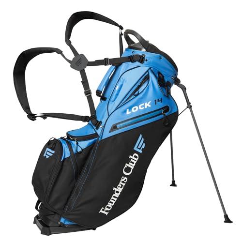 Founders Club Golf Lock 14 Stand Bag for Men with Anti Rattle Top-Free Snap on Rain Hood (Aegean Blue)