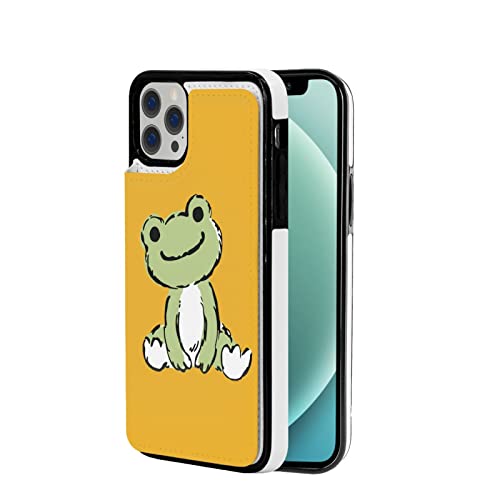 カエルのピクルス Iphone12mini-5.4 ケース カード収納 Puレザースマホケース Icカード収納 かわいい 軽量 スタンド機能携帯カバー 全面保護耐衝撃 滑り防止 付き収納小銭袋付きアイフォン携帯電話カバー Iphone12mini-5.4