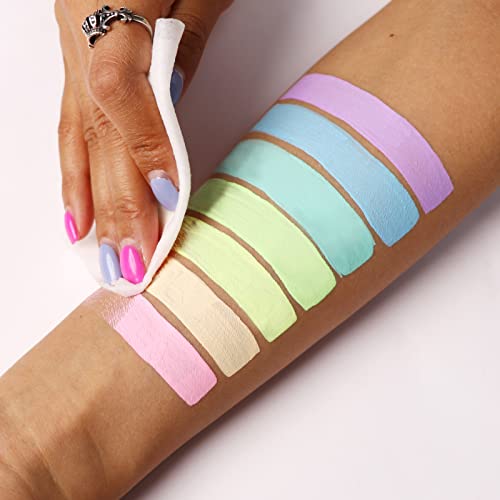 Meicoly Water Activated Eyeliner, Uv Reactive Hydra Eyeliner, 7 Cakes Graphic Eye Liner For Adult And Kids, Glow Blacklight Fluorescent Halloween Face Body Paint Blue Pink Teal Purple,Pastel Eyeliner #TOP3