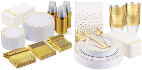 GATHER Gold Plastic Plates & White and Gold Plates