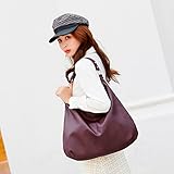 Ashioup Hobo Taschen für Damen, weiches PU-Leder, lockere Schultertasche, Geldbörse mit Reißverschluss, Dunkelroter Kaffee, Einheitsgröße