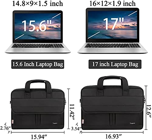 Taygeer Laptop Bag 17 inch, Large Business Water Resistant Briefcase for Man Women Protective Office Bag with Shoulder Strap Work Computer Bag for Laptop Notebook Travel School, Black