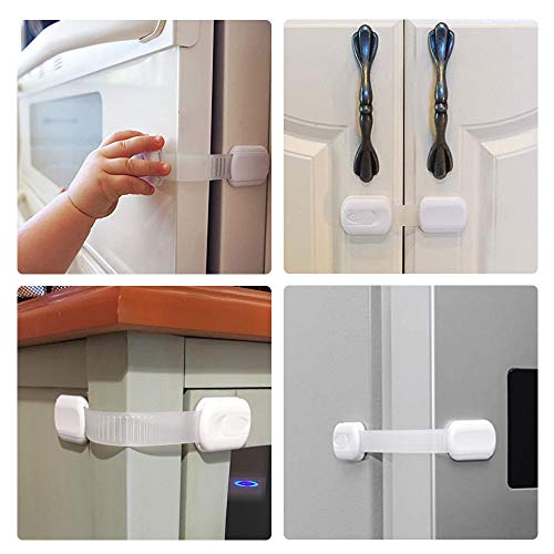 Haneye Child Safety Locks, 6 Pack Baby Safety Locks for Cabinets, Drawers, Fridges, Adjustable Strap Locks With Strong Adhesive Latch, No Tools or Drilling Needed - Thumbnail 4