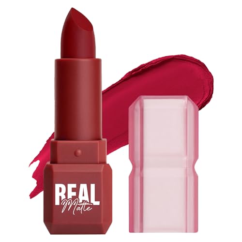 Image of Mila Beaute Real Matte Lipstick | Enriched With Rosehip Extract | Ultra Matte Finish & Long Lasting I Single Swipe, Lightweight & Comfortable - 19-SAFFRON RED