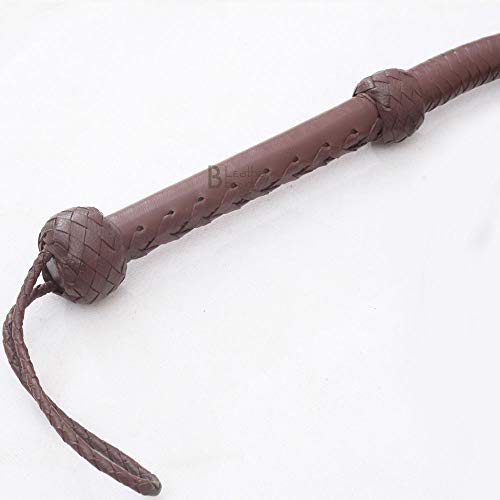 Indiana Jones Style 8 Foot & 10 Foot Dark Brown Leather Equestrian Bullwhip 8 Strands Real Cowhide Leather Bull Whip (08) by LB'S WHIP - Used condition - Image 3