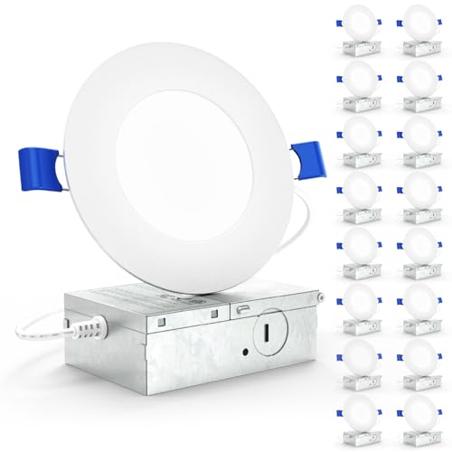 Sunco 16 Pack 4 Inch LED Recessed Lights, Slim Canless Ceiling Lighting, 650 LM, 10W (60W Equivalent), 2700K Soft White, Dimmable, Wafer Thin, Ultra Thin with Junction Box ETL