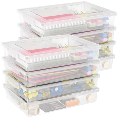 Lifewit 5 QT Paper Storage Bins with Lid, Document Organizer, 8 Pcs, Clear by Lifewit - Used condition - US$55.68