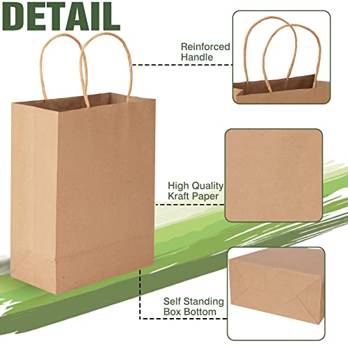 Moretoes 110Pcs Paper Gift Bags Brown Paper Bags With Handles, 8X4X10 Inch Medium Sizes Gift Bags Bulk, Paper Bags For Small Business, Shopping Bags, Retail Bags, Party Bags, Favor Bags #TOP2
