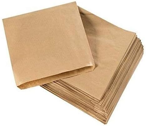 Cosmall 200 x Brown Strung Kraft Paper Food Bags food use, groceries, sandwiches etc (7 x 7 inch)