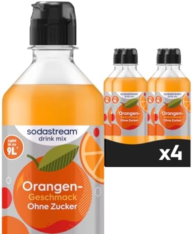 Sodastream drink mix Orange ohne Zucker, 4er Pack (4 x 440 ml) | Zuckerfreier Sirup für gesprudeltes Wasser, ergibt bis zu 36L Fertiggetränk