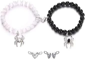 Matching Bracelets for Couple Halloween Bracelets Spider Ghost Cross Charms Bracelets Friendship Relationship Promise Bracelet for Best Friends Bff Jewelry Gifts