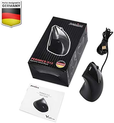Perixx PERIMICE-513 Wired Ergonomic Vertical Mouse - 1000/1600 DPI - Right Handed - Recommended with RSI User