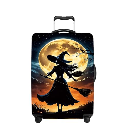 CRYSLOVE Housse de Valise Élastique 20-34 Pouces,Protection de Bagage Lavable,Couverture Universelle pour Voyage,Hommes et Femmes (Halloween, M (24"-26" valise))
