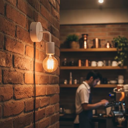 Image of Vintage Antique Industrial Loft Light| Designer Lamp | Decorative Wall lamp for Living Room | Bedroom | Indoor /Outdoor Light | Balcony Corridor | Antique Light (White)