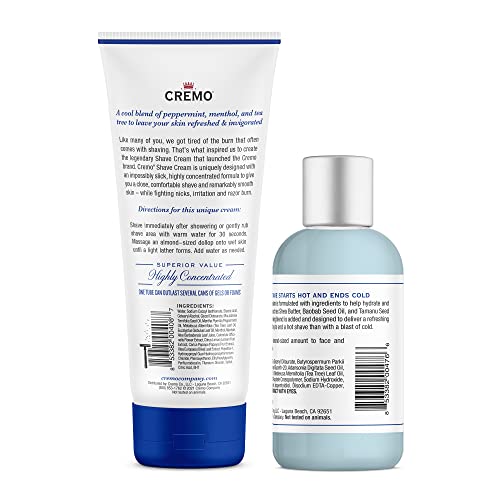 Cremo Cooling Men's Beard Care Bundle - Cremo Barber Grade Cooling Shave Cream, 6 Fl Oz + Cremo Cooling Formula Post Shave Balm, 4 Oz #TOP1