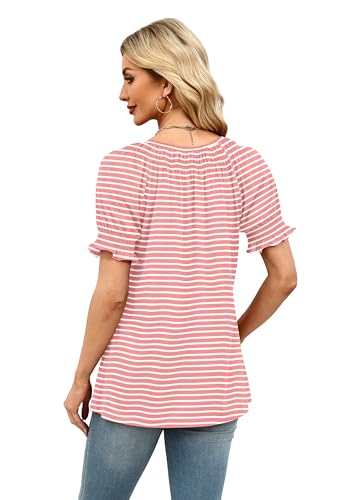 Image of WIHOLL Womens Short Sleeve Square Neck Summer Tops Dressy Casual Blouses Trendy Clothes 2026