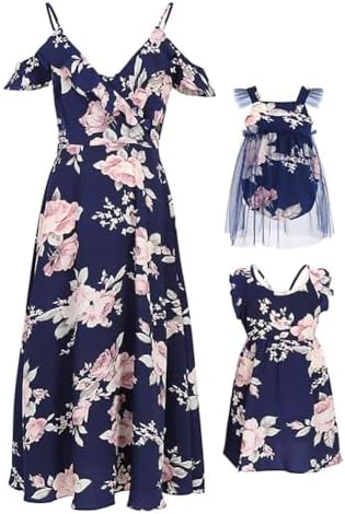 PopReal Mommy and Me Dresses 3T Dark Blue