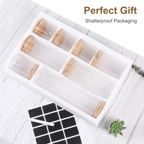 Miniatura 6 de Lannvan Tarros De Cristal Con Tapa - Juego De 8 Frascos De Vidrio Herméticos Con Tapas - Botes Cristal Con Tapas De Madera Para Espagueti, Pasta Almacenamiento De Harina